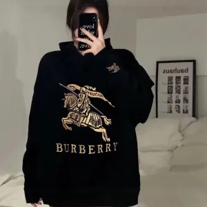 Luxury High Quality Burberry Hoodie Red Double-Sided Fabric Relaxed Fit Embroidery
