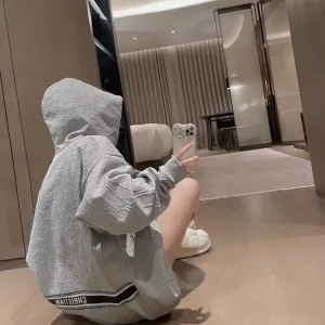 Reps Dior Hoodie Black Down Jacquard Elegant Style