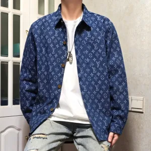 Designer Luxury Louis Vuitton Jacket Red Jacquard Denim