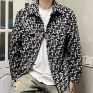 Super Clone Chrome Hearts Jacket Red Denim Color Blocking