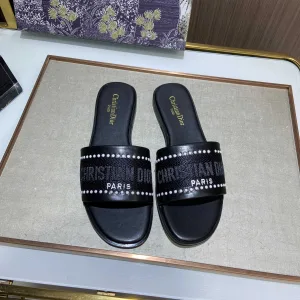 AAA Dior Slippers Red Jacquard Simple And Elegant