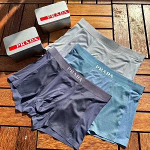 AAA High Quality Prada Underwear Green Cotton Mulberry Silk Modal Silky Smooth Mesh Moisture-Wicking Fabric Lace Forest Breathable
