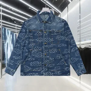 Designer Reps Louis Vuitton Outerwear Red Jacquard Denim Embroidery