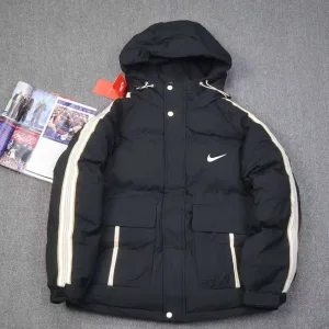 Reps High Quality Nike Coat Blue Cotton Down Easy To Match Winter Side Pockets