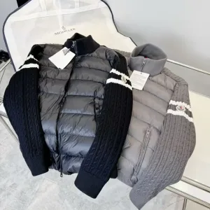 Super Clone Moncler Outerwear Red Wool Feather Duck Down Exquisite Workmanship Elegant Black Winter Patch Side Pockets