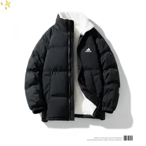 Luxury AAA Adidas Cotton-Padded Coat Red Cotton Wool Lambswool Cashmere Autumn Winter Windproof Cuffs