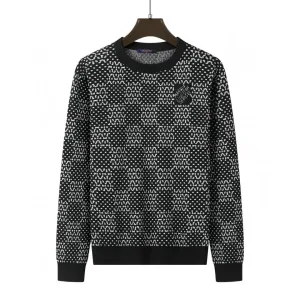 Luxury Louis Vuitton Sweater Black Wool Polyester Nylon Acrylic Fiber Jacquard