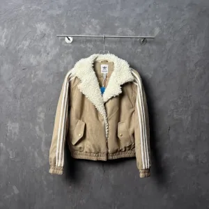 Luxury Adidas Coat Red Wool Lambswool Suede