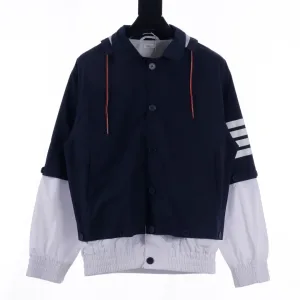 Luxury Thom Browne Coat Brown Nylon Mesh Woven Fabric Patch