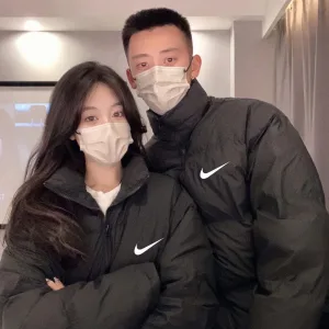 Super Clone High Quality Nike Cotton-Padded Coat Black Soft And Smooth Winter Windproof Cuffs