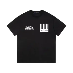 Designer Louis Vuitton Short-Sleeved T-Shirt Black Silk