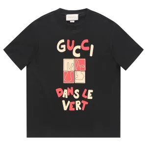 Designer Gucci Short-Sleeved Shirts Ash Cotton Pure Patch