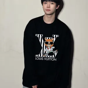 Reps Luxury Louis Vuitton Sweatshirt Black Cotton Xinjiang Spring Autumn