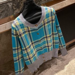 High Quality Aaa Vivienne Westwood Wood Long-Sleeved Cardigan