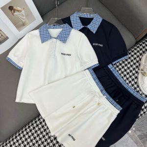 Designer Luxury Miu Miu Plaid Set