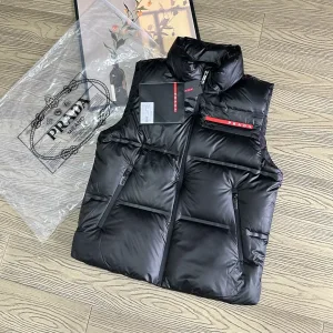 Luxury Prada Outerwear Red Eva Goose Down Nylon Microfiber Fabric