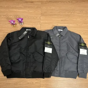 Reps AAA Stone Island Jacket Black Cotton Down High-Density Fabric Exquisite Workmanship Street Style Winter