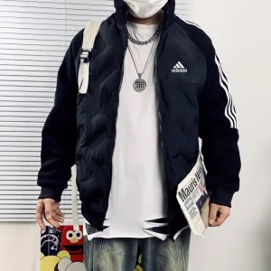 High Quality Adidas Jacket Red Down Exquisite Workmanship Street Style Embroidery