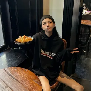 High Quality Balenciaga Hoodie Black Cotton Autumn Winter
