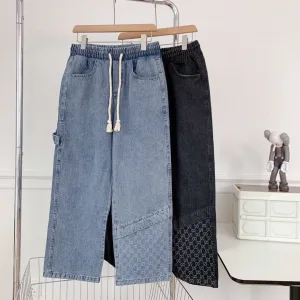 AAA Super Clone Gucci Jeans Blue Cotton Pure Denim Relaxed Fit Street Style